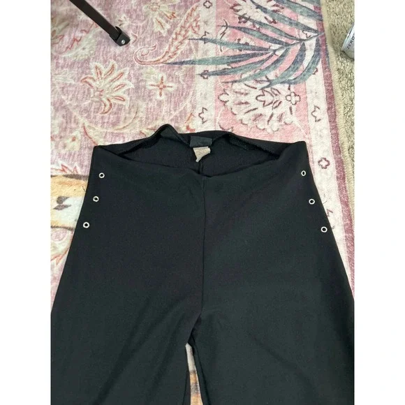 Y2K VTG Womens Black High Waisted Flare Grommet Pants Grunge Emo Alt 90s Small - Picture 3 of 8
